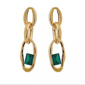 Dainty Green Crystal Detail Drop Earrings